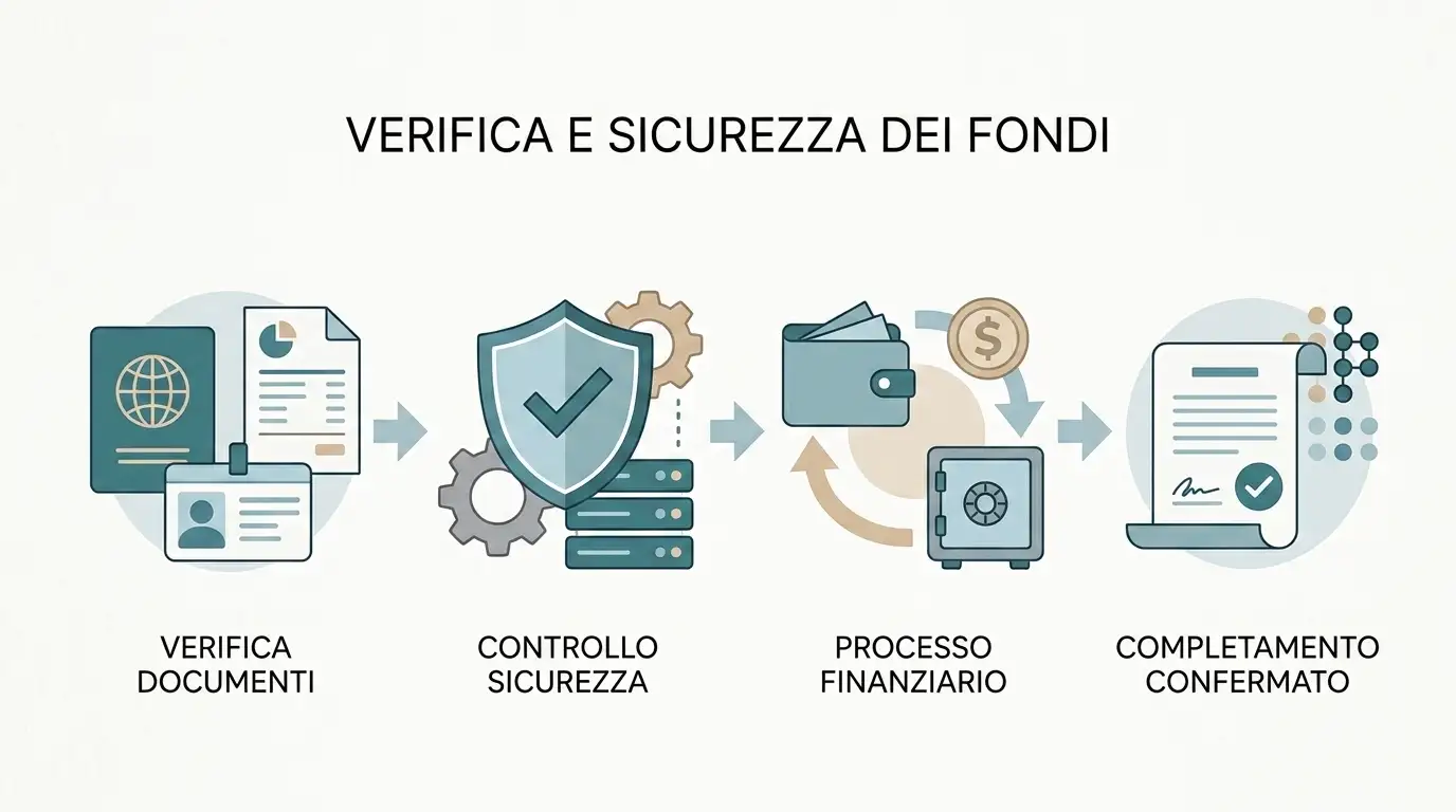 Percorso di prelievo con controllo del conto, verifica e trasferimento dei fondi